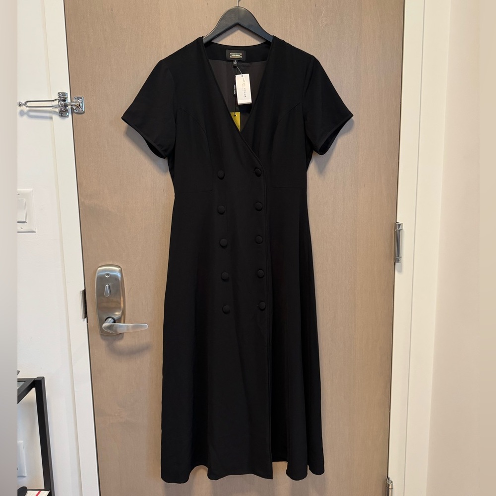 NWT Alexia Admor Sz8 Black Button Midi Dress